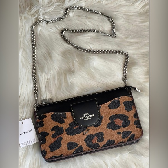 CC868 - Coach Poppy Crossbody with Card Case with Leopard Print and Sig Canvas - Picture 8 of 16